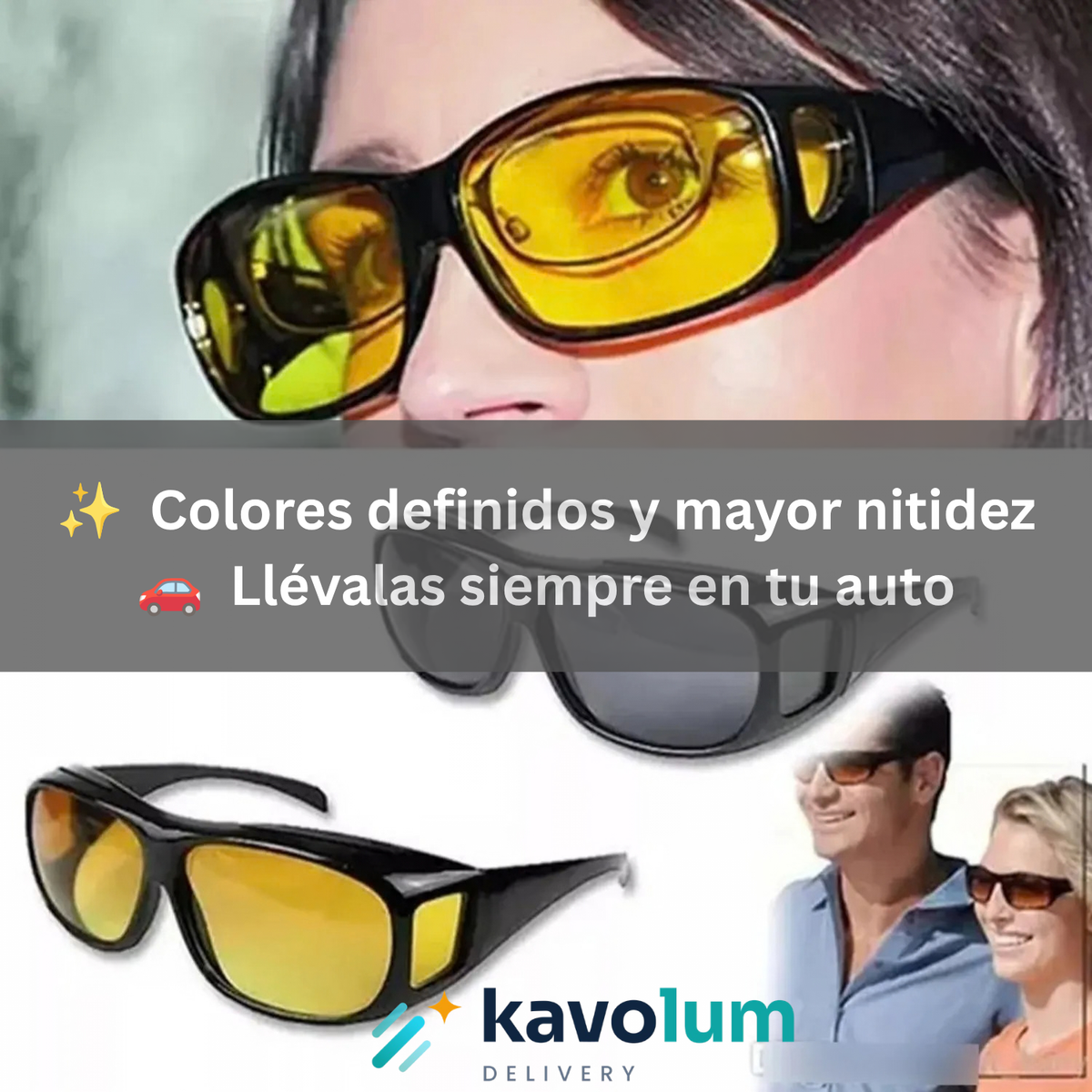 😎🕶️ Pack 2 Gafas de sol HD Wrap — Lente día + lente noche, se ajustan sobre tus lentes graduados
