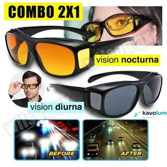 😎🕶️ Pack 2 Gafas de sol HD Wrap — Lente día + lente noche, se ajustan sobre tus lentes graduados