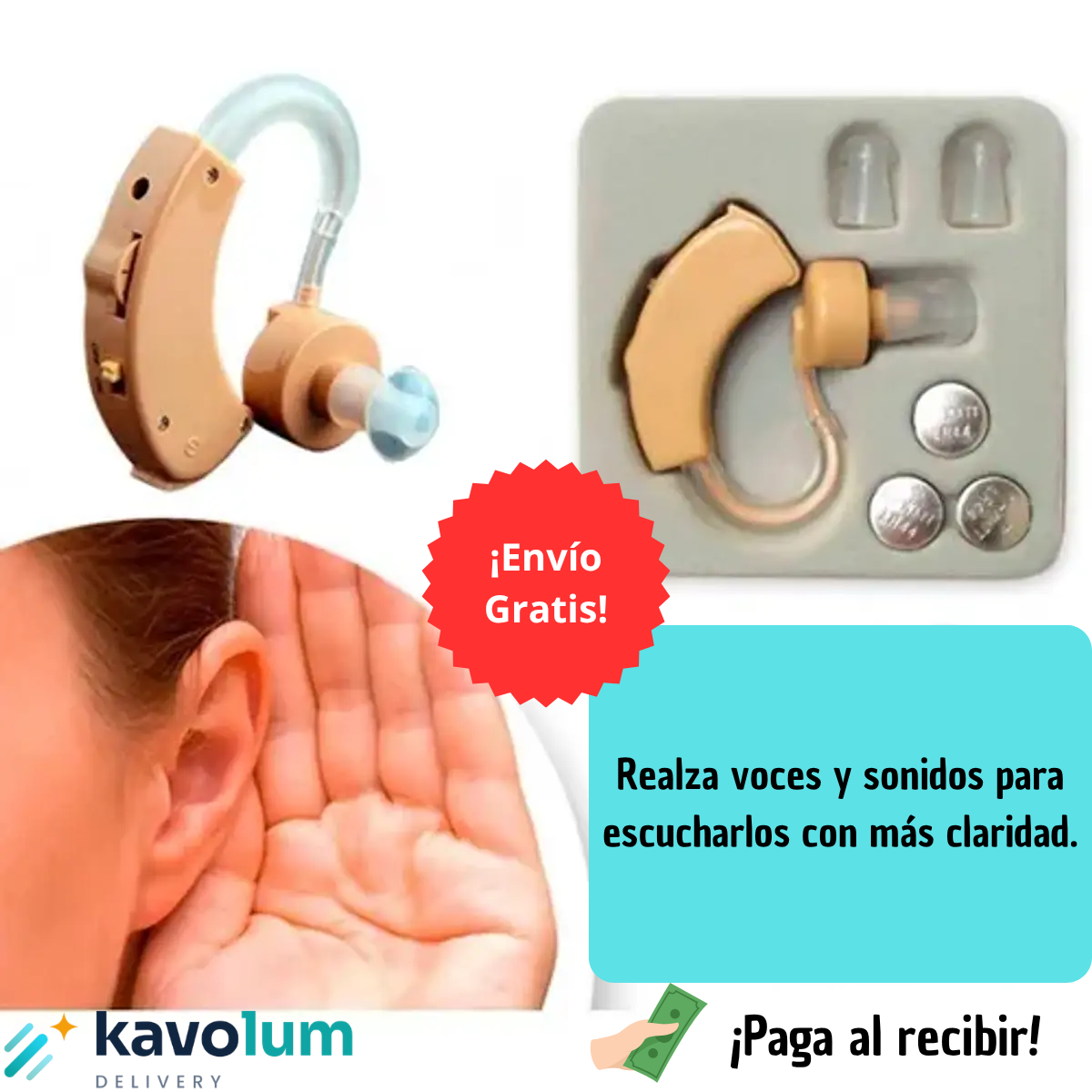 Amplificador de sonido personal — Recargable, discreto y fácil de usar